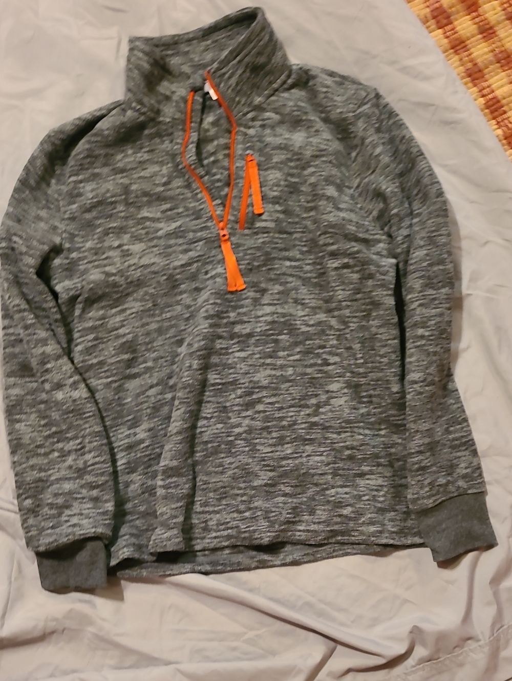 2xist Heather Gray Quarter-Zip Pullover with Orange Zipper Accent
